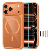 iPhone 17 Pro/18 Pro Tech-Protect MagOne MagSafe CC-deksel med 2 stk. Glass+ Beskyttelsesglass - Kosmisk oransje / Klar
