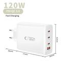 Tech-Protect NC120W GaN-lader med 4 porter - 120W - hvit