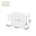 Tech-Protect NC200W-GAN 4-ports vegglader – 200 W – hvit