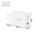 Tech-Protect NC240W-GAN 4-ports vegglader – 240 W PD og QC – hvit