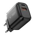 Tech-Protect NCA65W-GAN 65W vegglader med USB-C PD og USB-A QC3.0 - svart