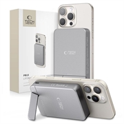 Tech-Protect PB15 LifeMag 10000mAh magnetisk trådløs powerbank med stativ - 15W - Grå