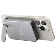Tech-Protect PB15 LifeMag 10000mAh magnetisk trådløs powerbank med stativ - 15W - Grå