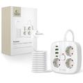 Tech-Protect PCS3X4 Strømskinne - 3 AC-uttak, 2 USB-A- og 2 USB-C-porter, 2m kabel - hvit