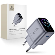 Tech-Protect PowerVision NC45W-GaN 45W USB-C-lader - PowerView AI 2.0-skjerm - mørkegrå