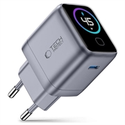 Tech-Protect PowerVision NC45W-GaN 45W USB-C-lader - PowerView AI 2.0-skjerm - mørkegrå