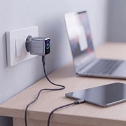Tech-Protect PowerVision NC45W-GaN 45W USB-C-lader - PowerView AI 2.0-skjerm - mørkegrå