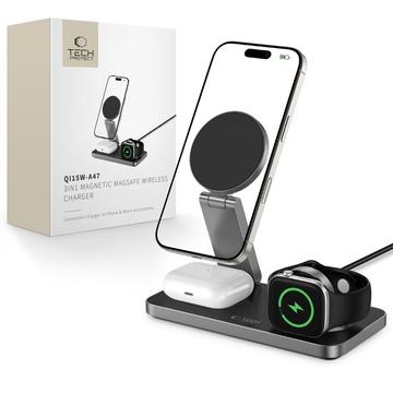 Tech-Protect QI15W-A47 3-i-1 sammenleggbar MagSafe trådløs lader