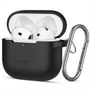 AirPods 4 Tech-Protect silikonetui med krok - svart