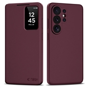 Samsung Galaxy S26 Ultra Tech-Protect Smart Clear View Flip-etui med kortspor - Morbær