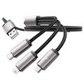 Tech-Protect UltraBoost 3-i-1-kabel - Lightning, USB-C, MicroUSB - 100cm/3.5A - Grå
