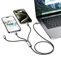 Tech-Protect UltraBoost 3-i-1-kabel - Lightning, USB-C, MicroUSB - 100cm/3.5A - Grå
