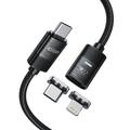 Tech-Protect UltraBoost 3A 2-i-1-kabel - USB-C til USB-C, Lightning - 2 m - Svart