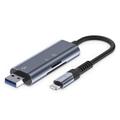Tech-Protect UltraBoost USB-A/Lightning SD- og MicroSD-kortleser - grå
