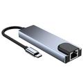 Tech-Protect V3 5-i-1 USB-C-hub - HDMI, Gigabit-LAN, USB 3.0/2.0, 100W USB-C - Grå