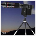 Teleskopobjektiv med Tripodstativ - 50X Optisk Zoom - Svart
