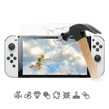 Nintendo Switch OLED Beskyttelsesglass - Case Friendly - Klar
