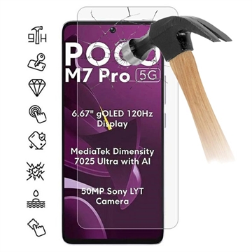 Xiaomi Poco M7 Pro 5G Beskyttelsesglass - Case Friendly - Gjennomsiktig