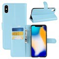 iPhone XS Max Strukturert Lommebok-deksel - Lyseblå