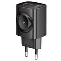 Toocki TCT20-21EU 3-i-1 GaN-lader - USB-C/USB-A - svart