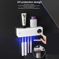 Tannbørste-desinfiseringsapparat UV-sterilisator med automatisk sensor og digital skjerm - hvit
