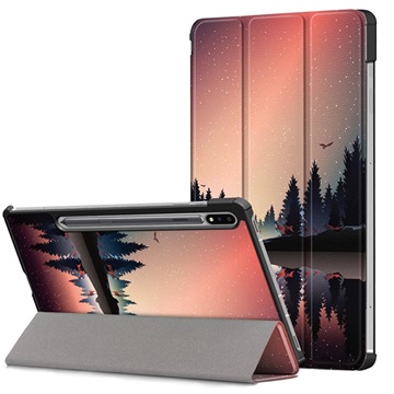 Tri-Fold Series Samsung Galaxy Tab S7/S8 Smart Folio-etui - Nature