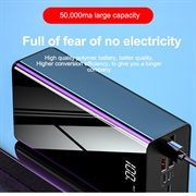 Trippel USB Rask Powerbank 50000mAh - PD 18W - Svart