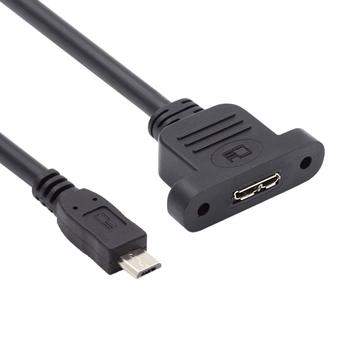 U3-012-MM 50 cm Micro 3.0 Type-B-hunn til Micro USB 2.0 5-pinners hannforlengerkabel 480 Mbps med skruemontert skjøteledning