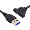 U3-083-AM 50 cm Type-A USB 3.0-hann til Micro 3.0 Type-B-hunnkonverterer 5 Gbps forlengelseskabel med skruefeste