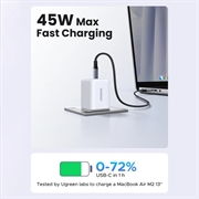 Ugreen X524 45W GaN USB-C-vegglader med USB-C-kabel - hvit