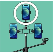 UN-700 10\'\' LED-ringlyskaster med stativstativ, lydkortskuff og 3 telefonholdere for selfie- og videofotografering på YouTube Sminke