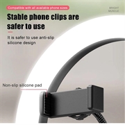 UN-700 10\'\' LED-ringlyskaster med stativstativ, lydkortskuff og 3 telefonholdere for selfie- og videofotografering på YouTube Sminke
