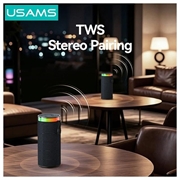 USAMS YX018 bærbar Bluetooth 5.4-høyttaler - RGB-lys, 10W lyd - svart