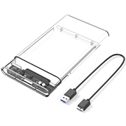 USB 3.0 2.5" SATA HDD/SSD-kabinett - gjennomsiktig