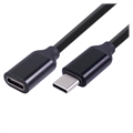 USB 3.1 Type-C Hann/Hun Forlengelseskabel - 1.5m - Svart