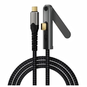 USB-C 3.2-kabel med sammenleggbart stativ - 20 Gbps, 4K 60Hz, 2m - svart