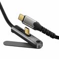 USB-C 3.2-kabel med sammenleggbart stativ - 20 Gbps, 4K 60Hz, 2m - svart
