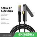 USB-C 3.2-kabel med sammenleggbart stativ - 20 Gbps, 4K 60Hz, 2m - svart