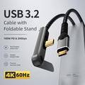 USB-C 3.2-kabel med sammenleggbart stativ - 20 Gbps, 4K 60Hz, 2m - svart