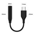 USB-C / 3.5mm lydadapter - støtte for lyd og samtaler - svart