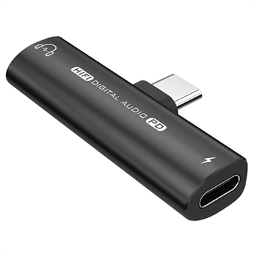 USB-C / 3.5mm Audio-adapter med Power Delivery 27W - Svart