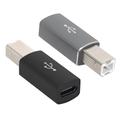 USB-C hunn til USB Type-B hann adapter for skriver, skanner - 2-pakning - svart og grå