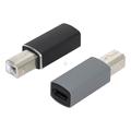 USB-C hunn til USB Type-B hann adapter for skriver, skanner - 2-pakning - svart og grå