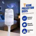 USB Galaxy-projektor med nattlys - 7 stjerneskiver, 360° fleksibel svanehalsdesign - hvit