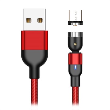 USB2.0 / MicroUSB Roterbar Magnetic Ladekabel 2m - Rød