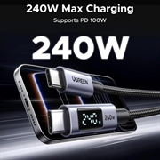 Ugreen 240W USB-C-kabel med skjerm - 480Mbps - 2m - grå