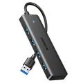Ugreen høyhastighets USB 3.0-hub med 4 porter - 15cm, 5Gbps - svart