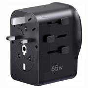 Ugreen S550 reiseadapter - 65W, 3.25A, USB-A, 2x USB-C - svart