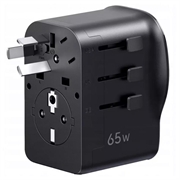 Ugreen S550 reiseadapter - 65W, 3.25A, USB-A, 2x USB-C - svart