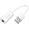 Ugreen US206 USB-A til 3.5mm lydadapter - hvit